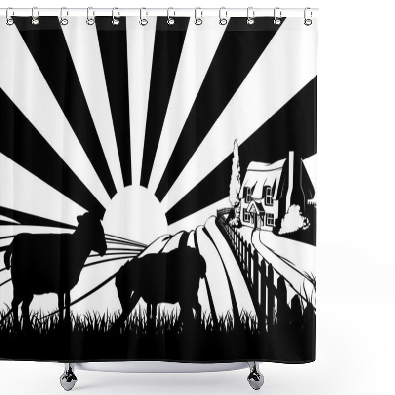 Personality  Sheep Field Concept Shower Curtains