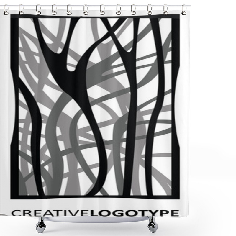 Personality  Logo Made Of Branches Shower Curtains