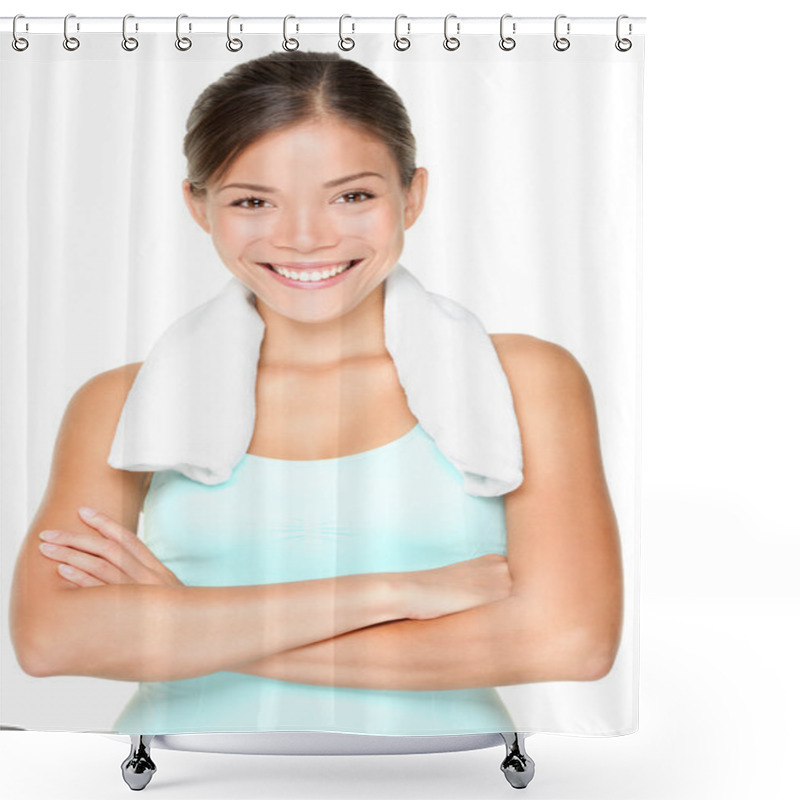 Personality  Fitness Woman Portrait Shower Curtains