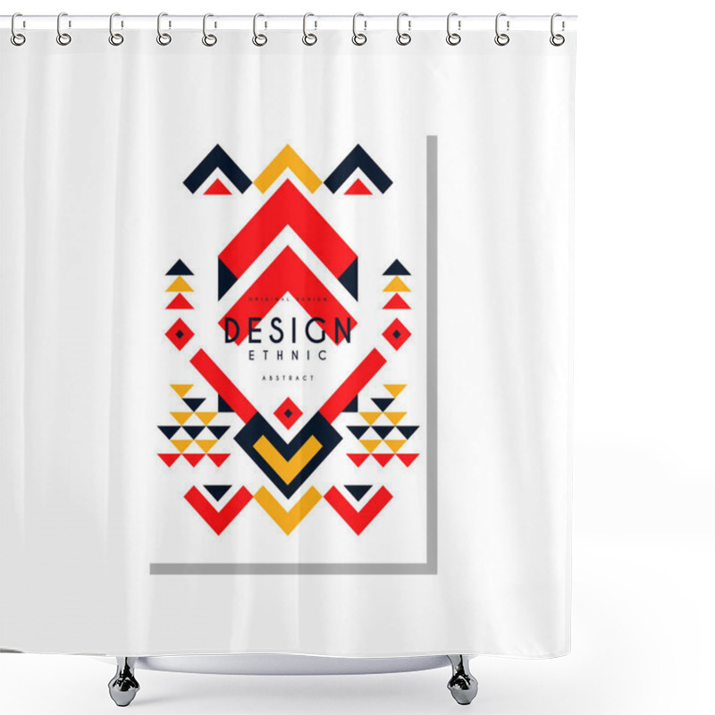 Personality  Ethno Card Template Abstract Design, Ethnic Tribal Geometric Ornament, Trendy Pattern Element For Business, Invitation, Flyer, Poster, Banner Vector Illustration Shower Curtains