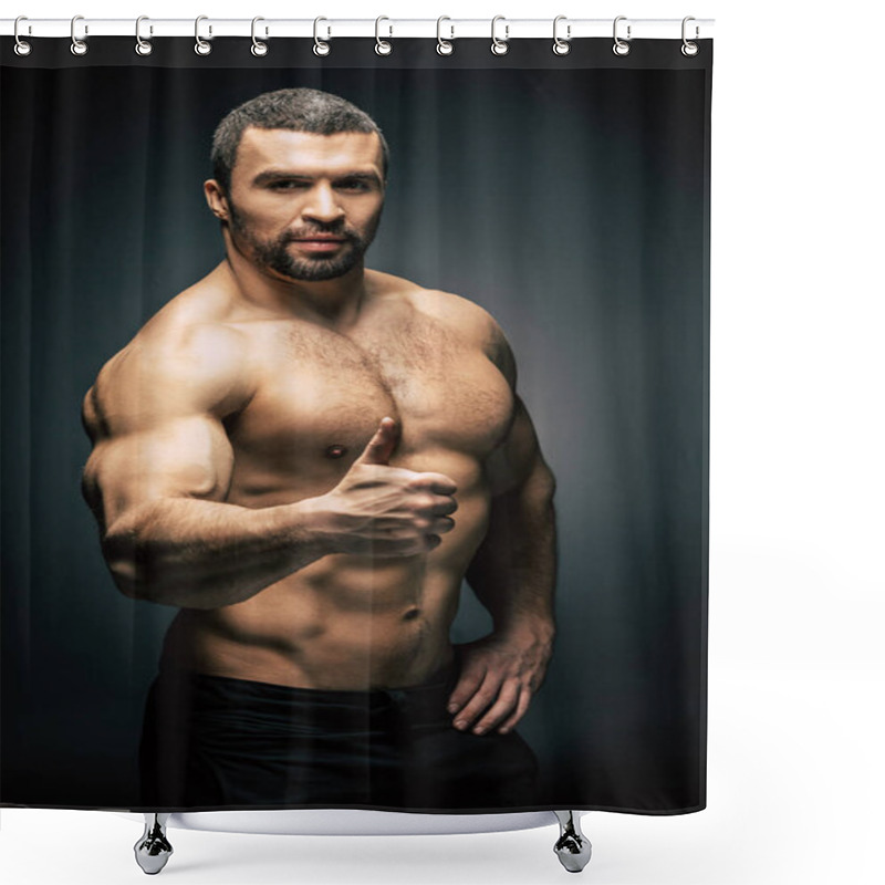 Personality  Athletic Man Showing Thumb Up Shower Curtains