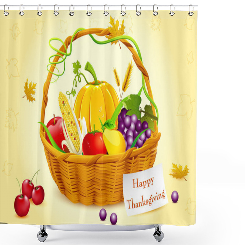 Personality  Basket Full Of Thanksgiving Vegetable Shower Curtains