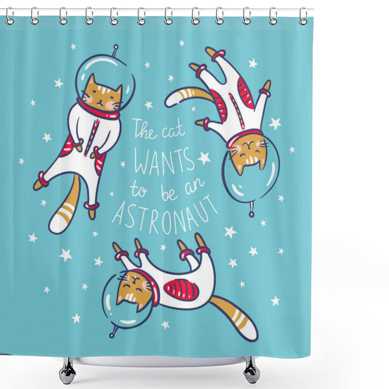 Personality  Cats Astronauts In Space Shower Curtains