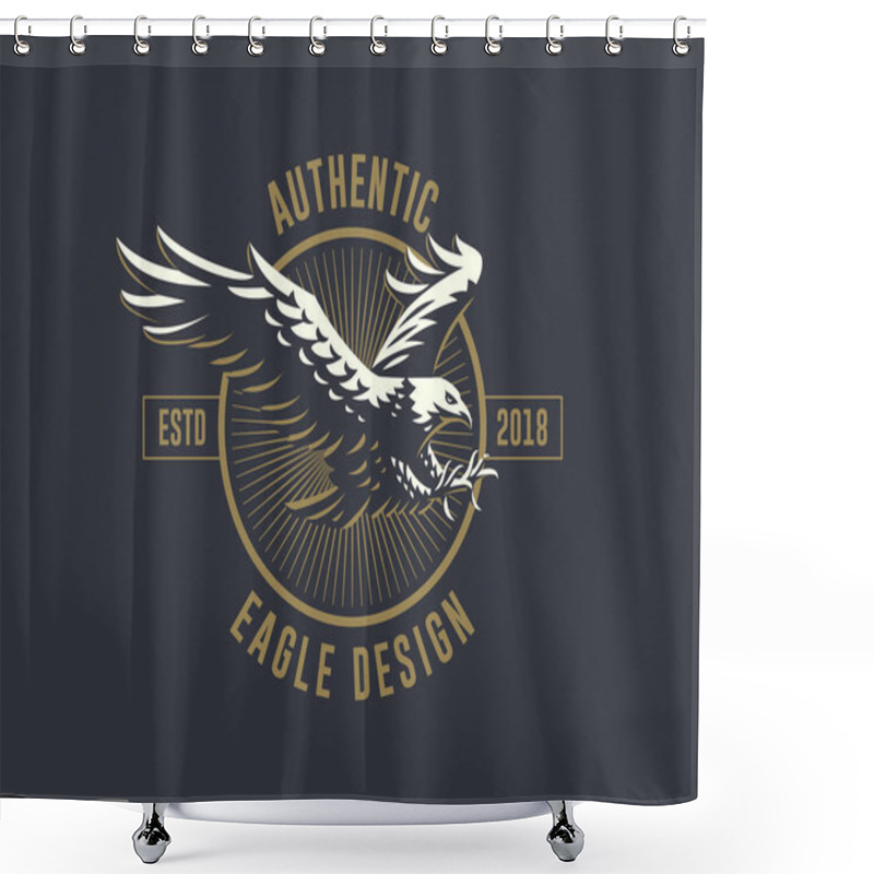 Personality  The Flying Eagle. Vector Emblem. Shower Curtains