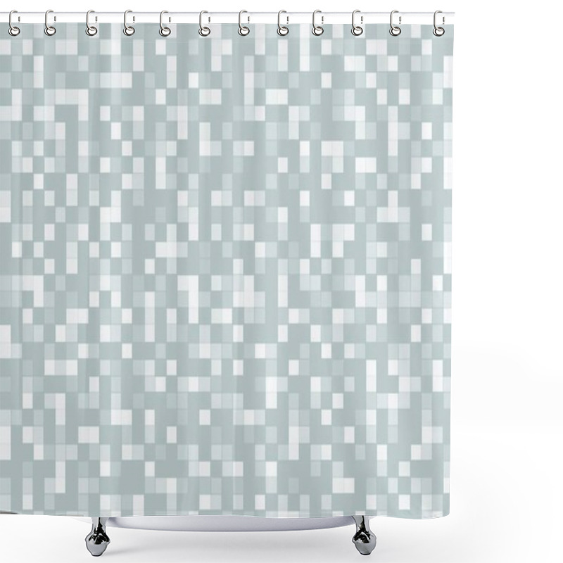 Personality  Abstract Squares Geometric Gray And White Background. Pixel, Grid, Mosaic. Vector Illustration Shower Curtains