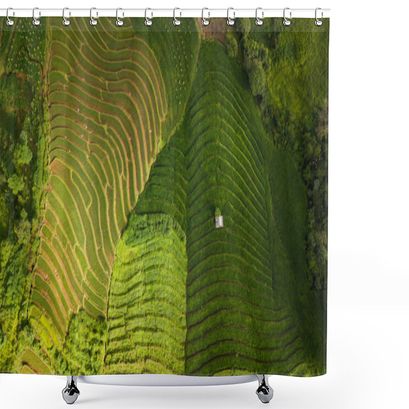 Personality  Top View Of The Rice Paddy Fields Shower Curtains