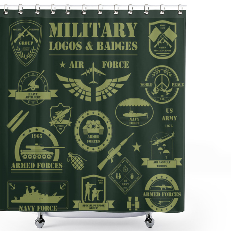 Personality  Military And Armored Vehicles Logos And Badges. Graphic Template Shower Curtains