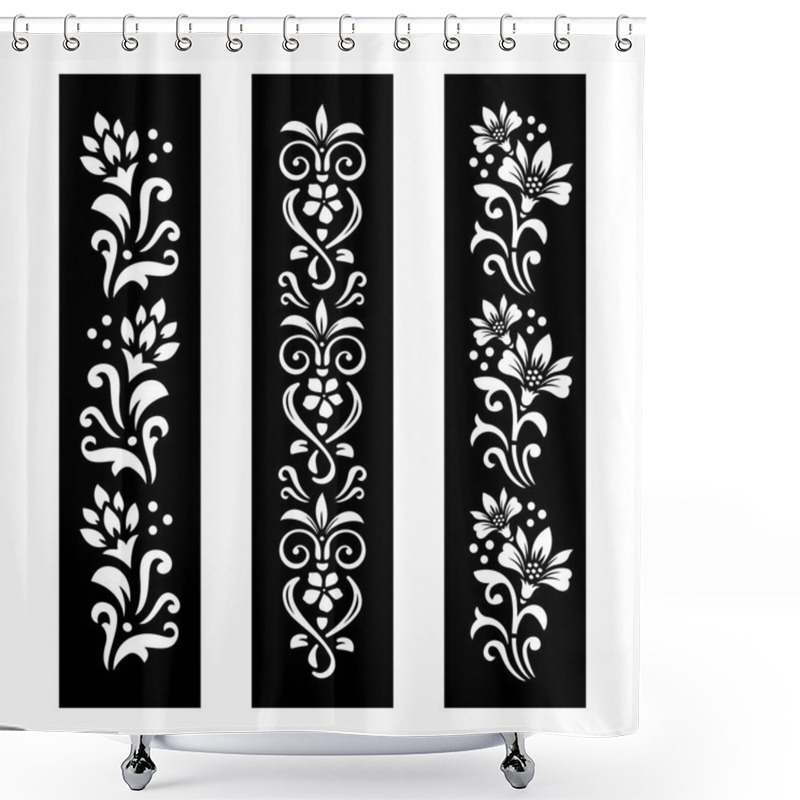 Personality  Black And White Floral Cut File With Temporary Tattoo Design Shower Curtains