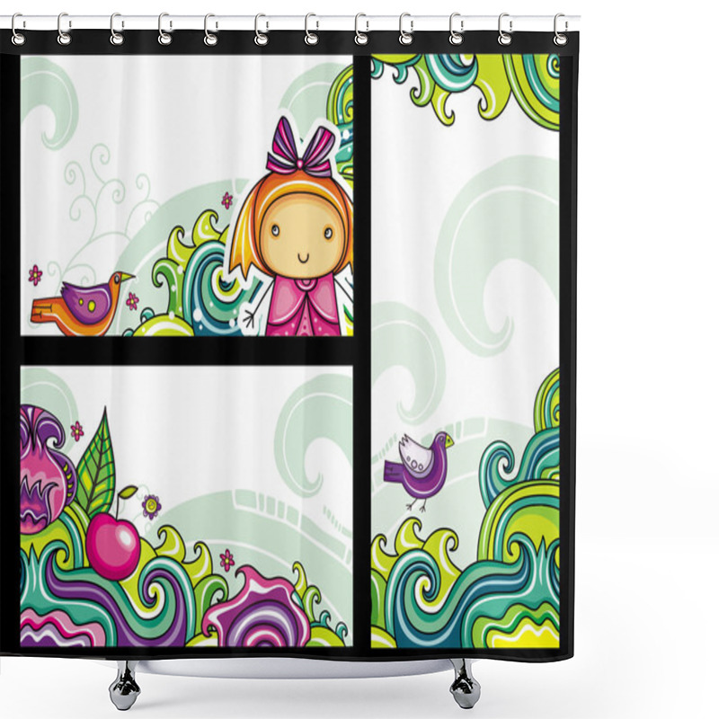 Personality  Decorative Floral Banners 2 Shower Curtains