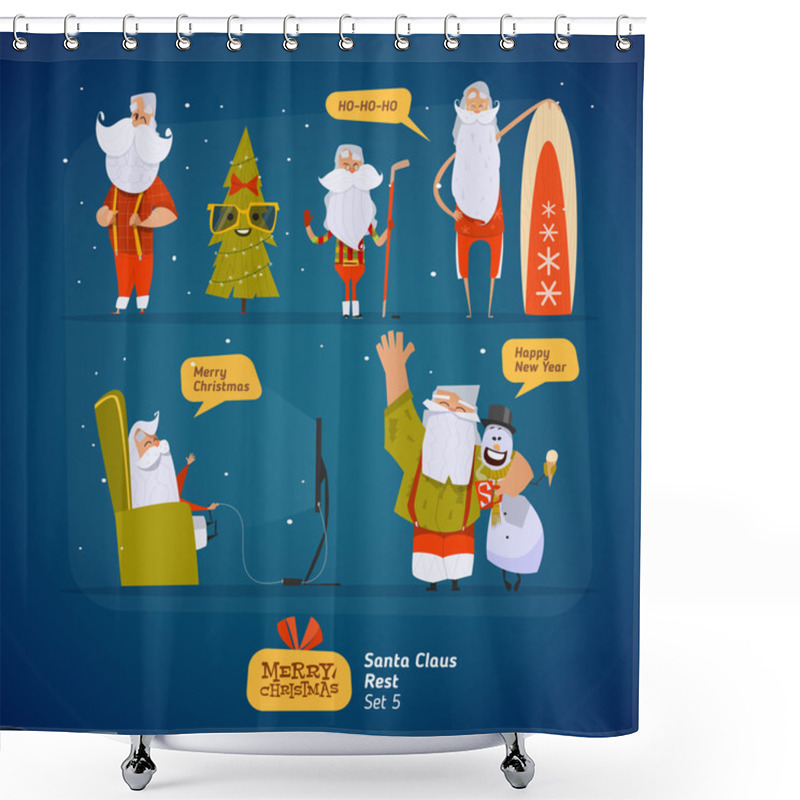 Personality  Santa Claus Rest Set Shower Curtains