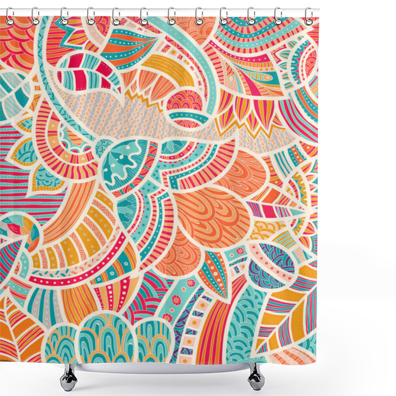 Personality  Pattern With Flowers And Butterflies In White Background Shower Curtains