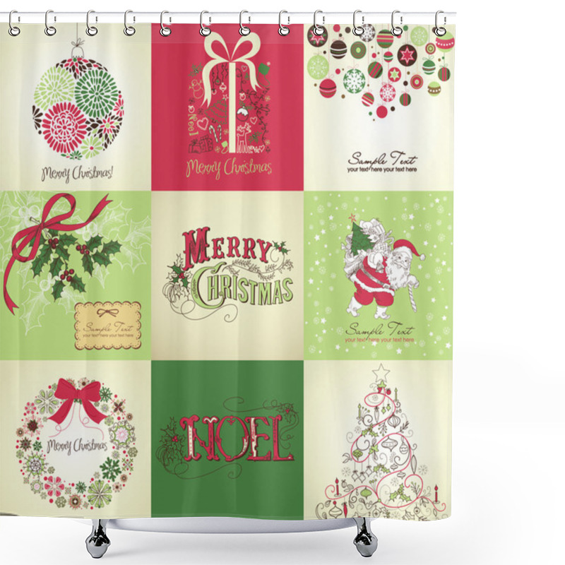 Personality  Christmas Cards Shower Curtains