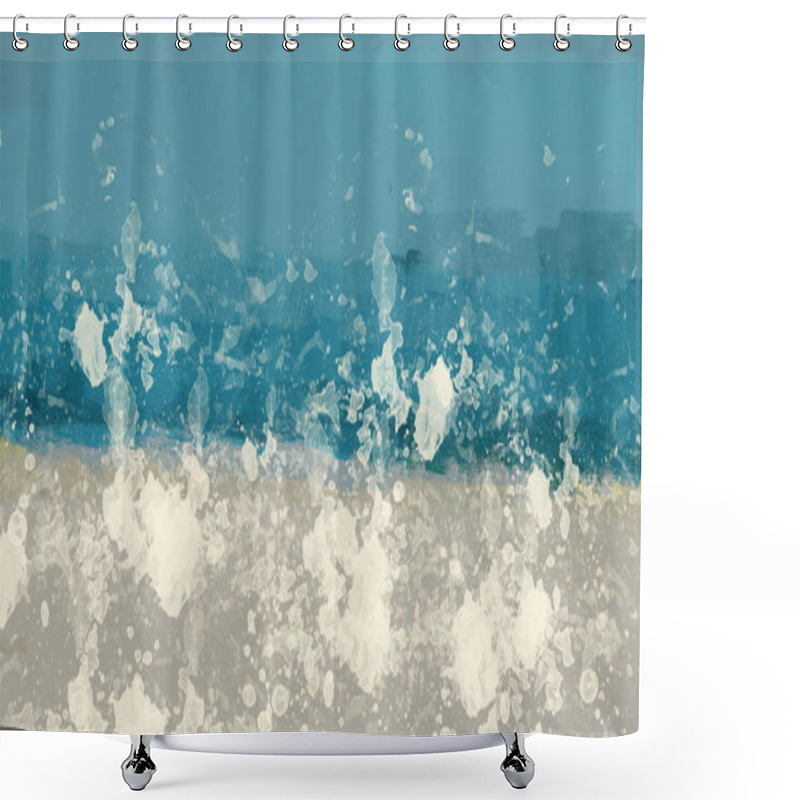 Personality  Painting Of Abstract Water Splashes In Ocean, Brush Stroke Style, Digital Art Shower Curtains