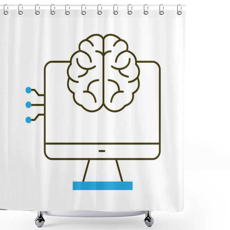 Personality  Intelligent AI Computing Interface Vector Icon Design, User Interface, Machine Learning, Neural Networks, Smart Technology Shower Curtains