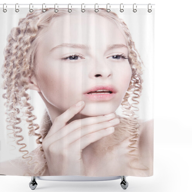 Personality  Portrait Of Mysterious Albino Woman Shower Curtains