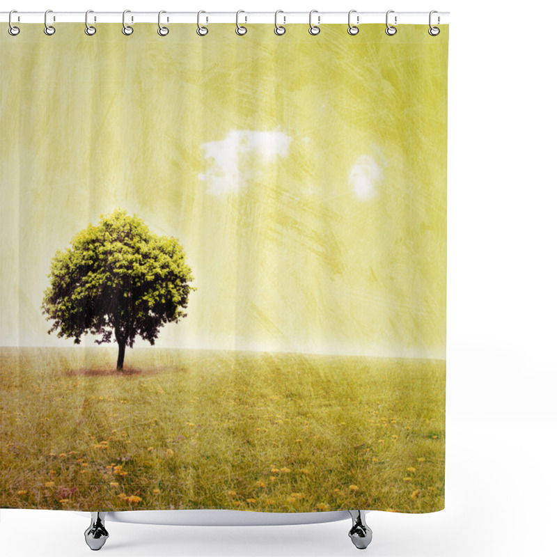 Personality  Grunge Landscape Shower Curtains