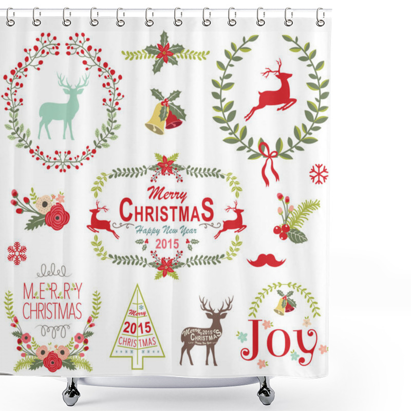 Personality  Christmas Wreath Frame Collection Shower Curtains