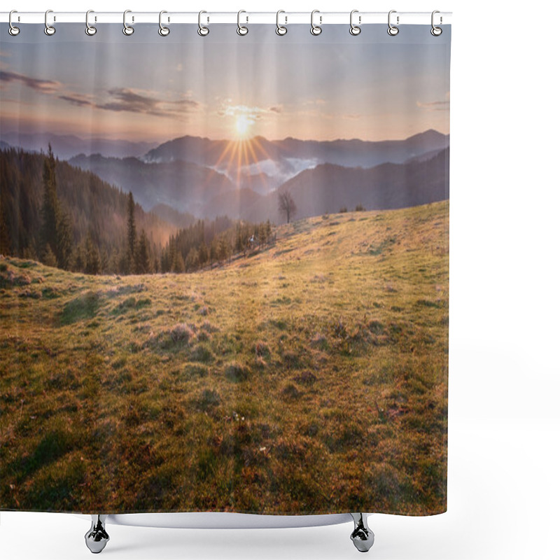 Personality  Sunrise At Mountains Shower Curtains