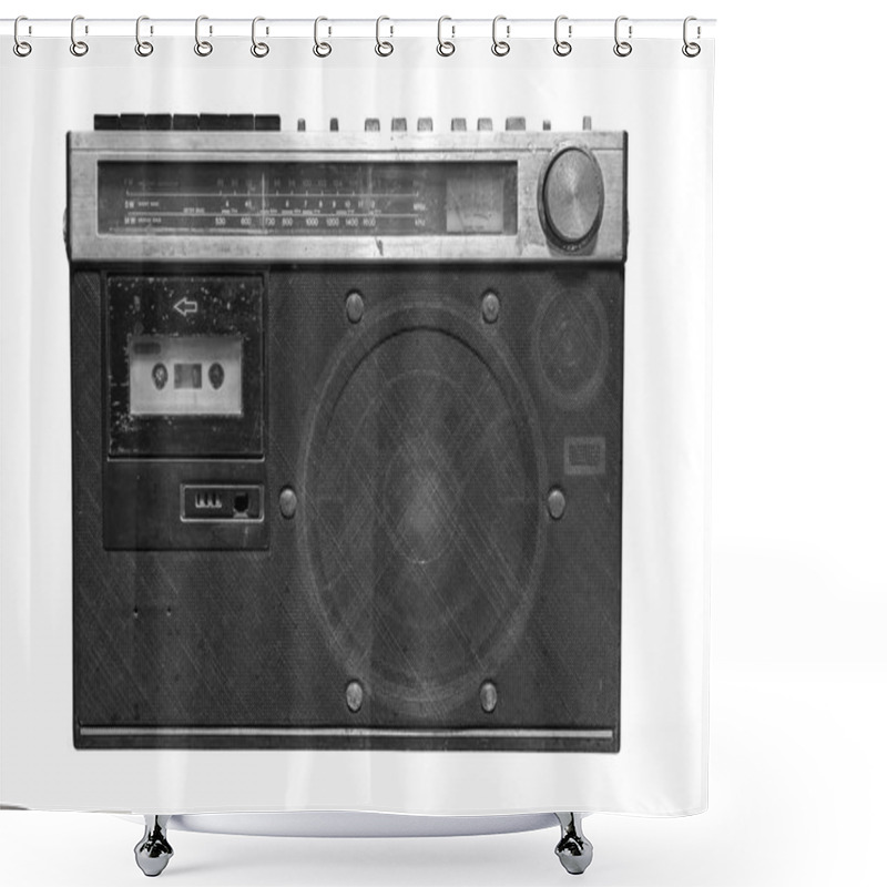 Personality  The Retro Cassette Radio On White Background Shower Curtains