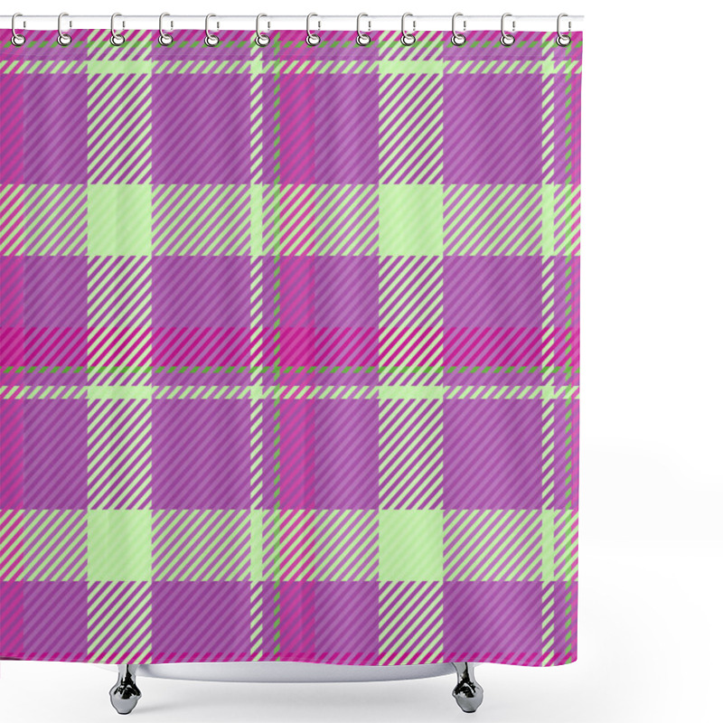 Personality  Individuality Check Tartan Background, Season Texture Pattern Seamless. Thanksgiving Vector Fabric Textile Plaid In Purple And Green Colors Palette. Shower Curtains