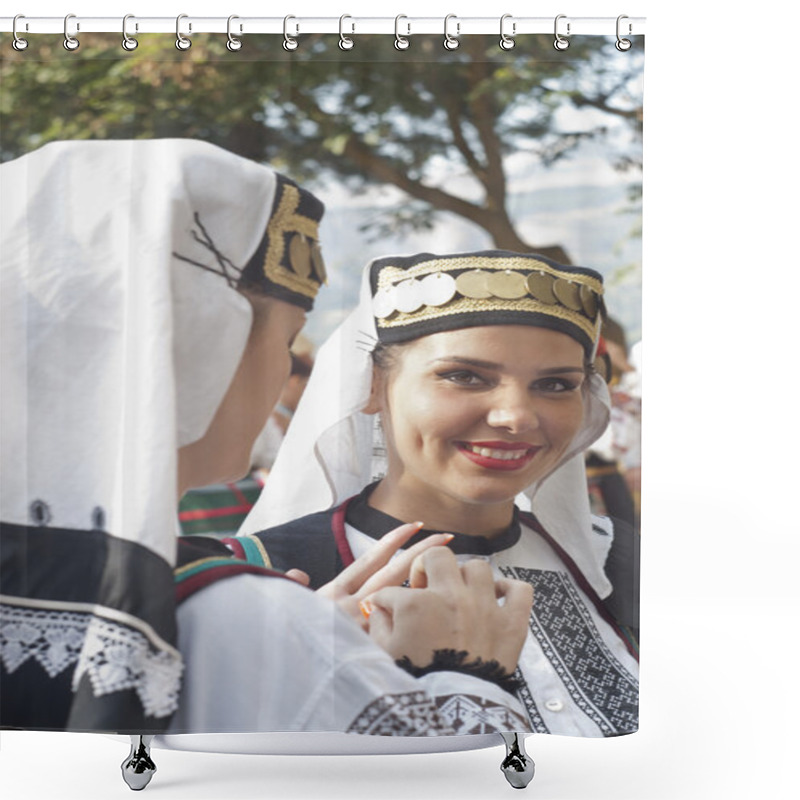 Personality  Beautiful Woman Of Poland Folk Group Shower Curtains