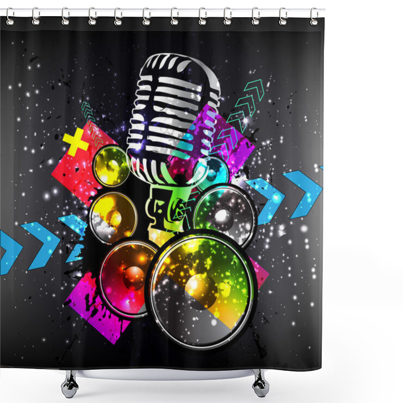 Personality  Microphone Space Background Shower Curtains