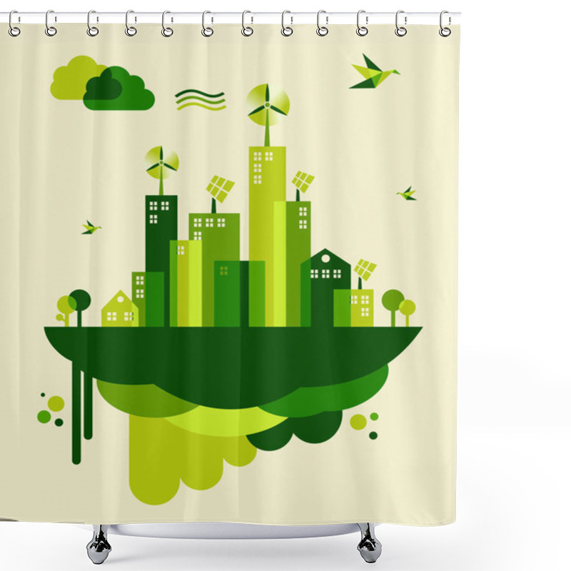 Personality  Green City Concept Illustration Shower Curtains