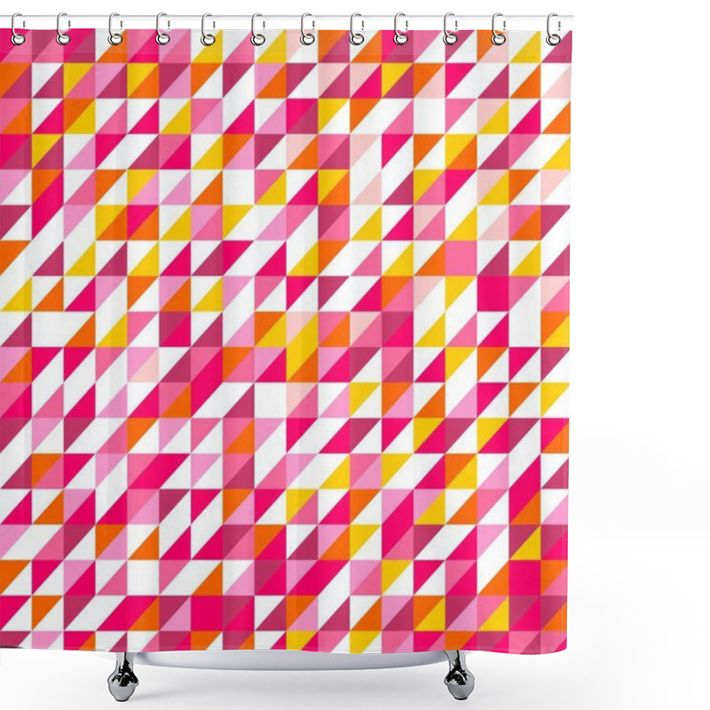 Personality  Tile Vector Pattern With White, Red, Yellow, Orange, Pink And Violet Triangle Mosaic Background Shower Curtains