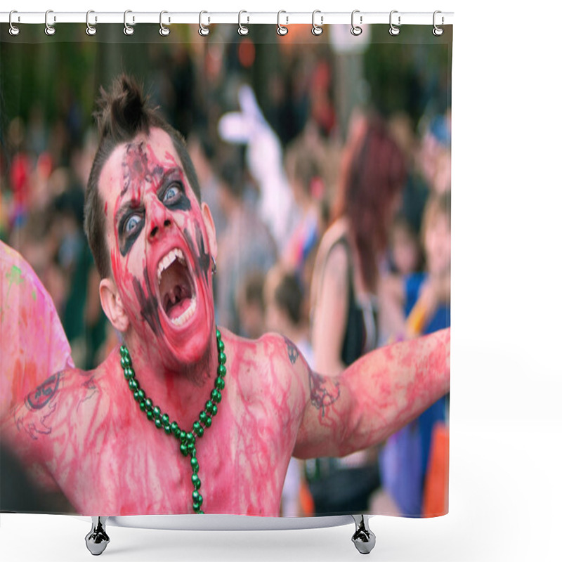 Personality  Zombie Makes Scary Face In Halloween Parade Shower Curtains