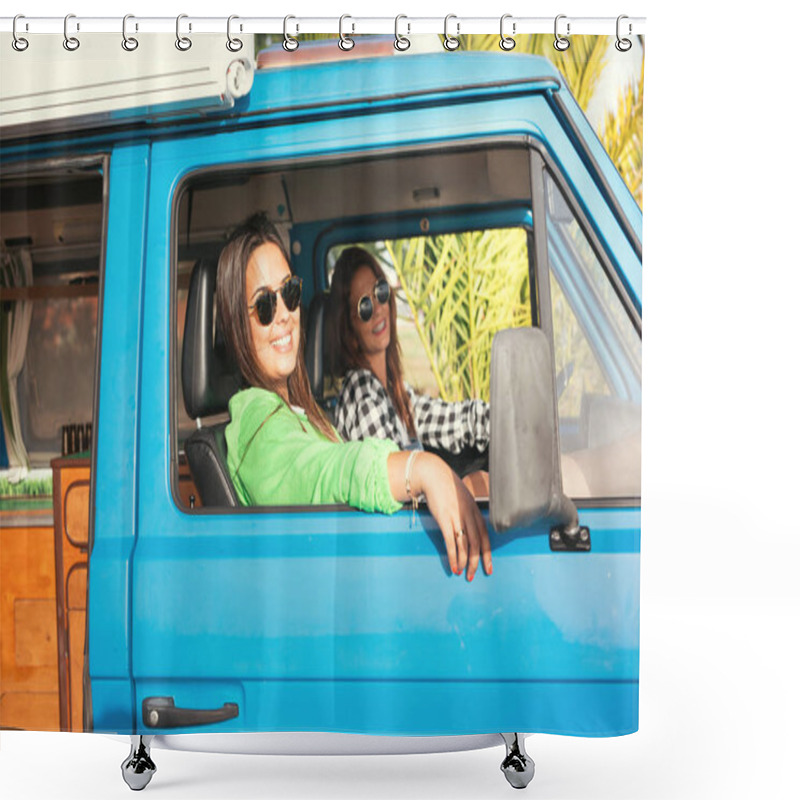 Personality  Young Women Travelling By Minivan Shower Curtains