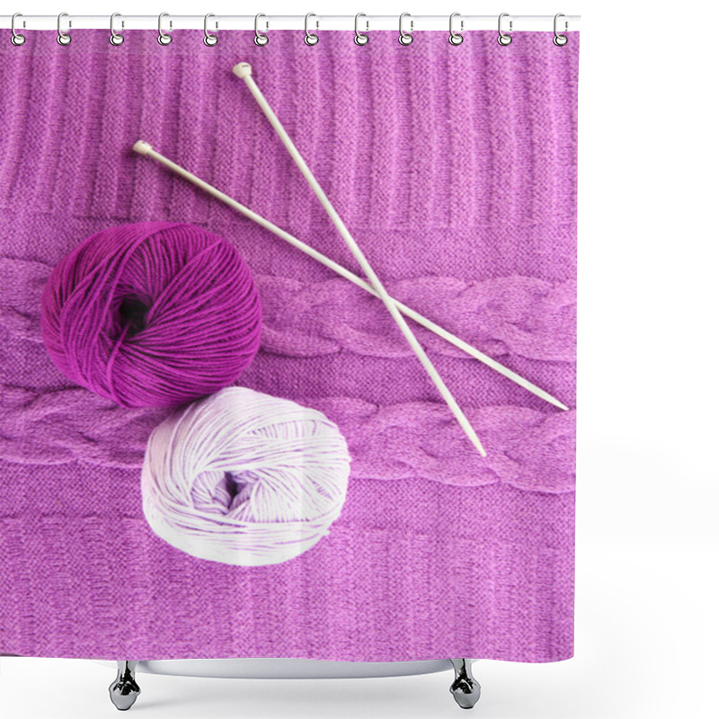 Personality  Purple Sweater And A Ball Of Wool Close-up Shower Curtains