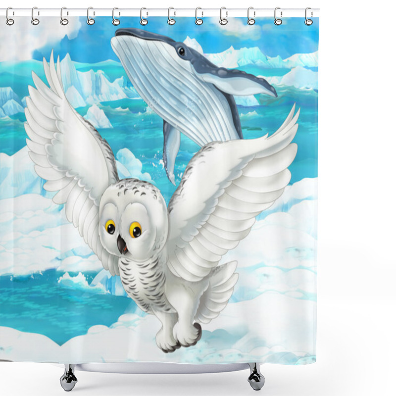 Personality  Arctic Owl   And Whale Shower Curtains