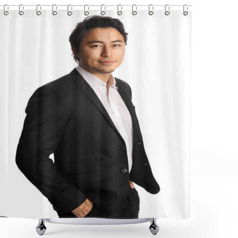 Personality  Handsome Businessman Looking At Camera Shower Curtains