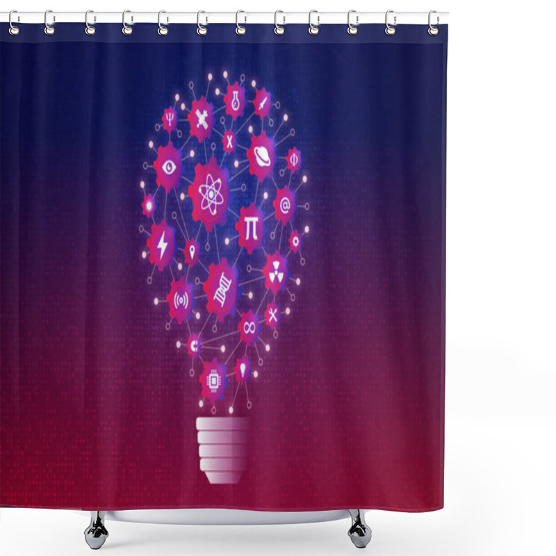 Personality  STEM Education - Hard Sciences - Technical Fields Of Knowledge - Exact Sciences Concept With Light Bulb And STEM-related Icons Shower Curtains