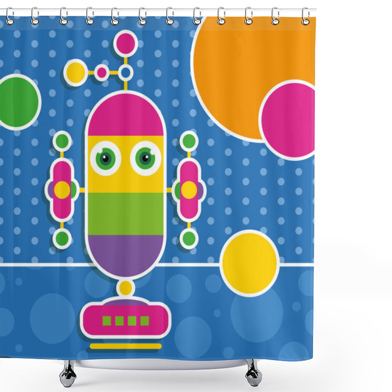 Personality  Cute Robot Greeting Card Shower Curtains