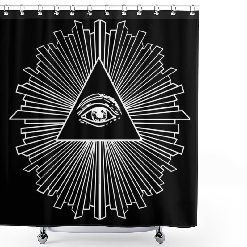 Personality  All Seeing Eye Inside Delta Triangle Pyramid Shower Curtains