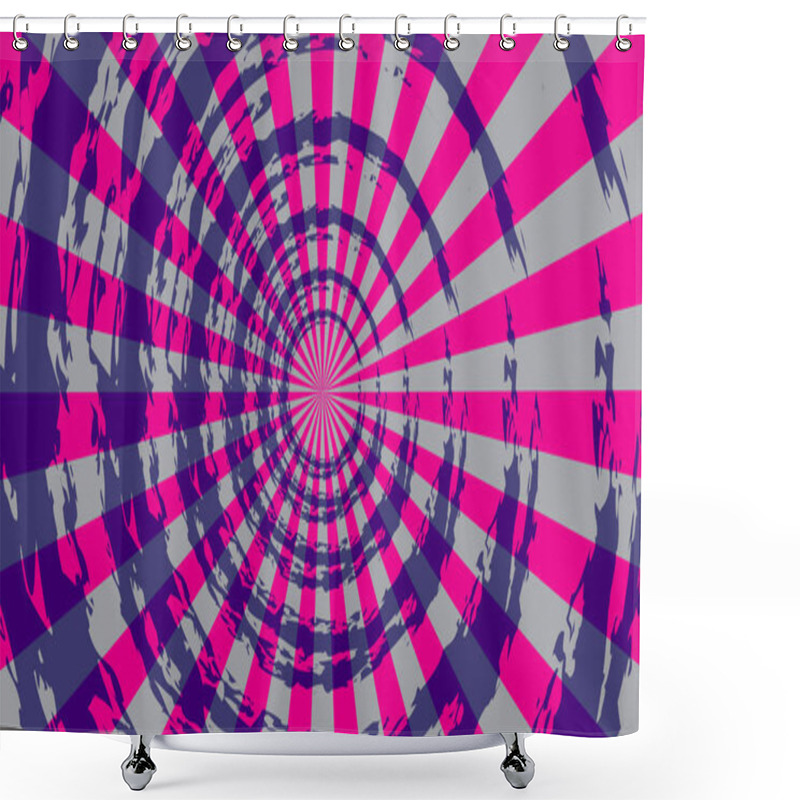 Personality  A Vibrant, Hypnotic Tunnel With Alternating Pink, Purple, And Gray Checkered Patterns Radiating From The Center, Creating A Dizzying, Vortex-like Illusion. The Abstract Composition Conveys Depth And Motion. Shower Curtains