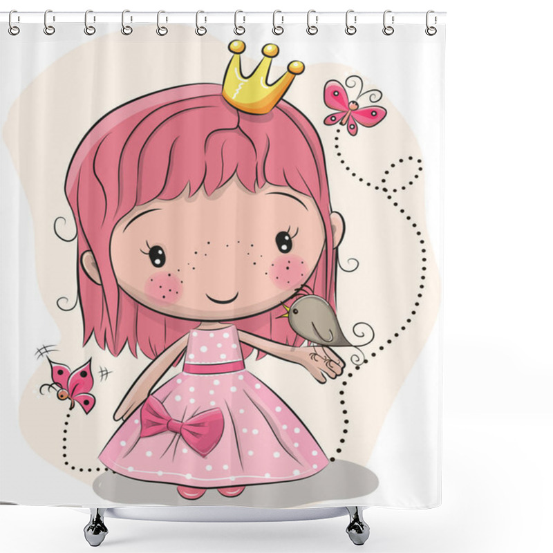 Personality  Cute Fairy-tale Princess And A Bird Shower Curtains