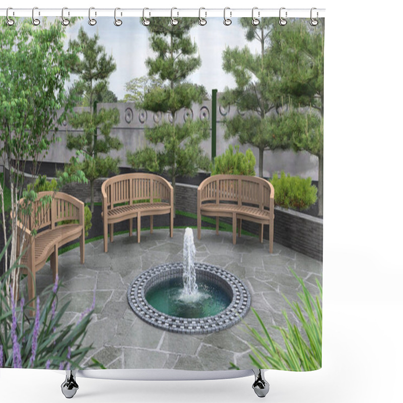 Personality  Illustration Of Relaxing Place For Get Togethers In The Backyard. Shower Curtains