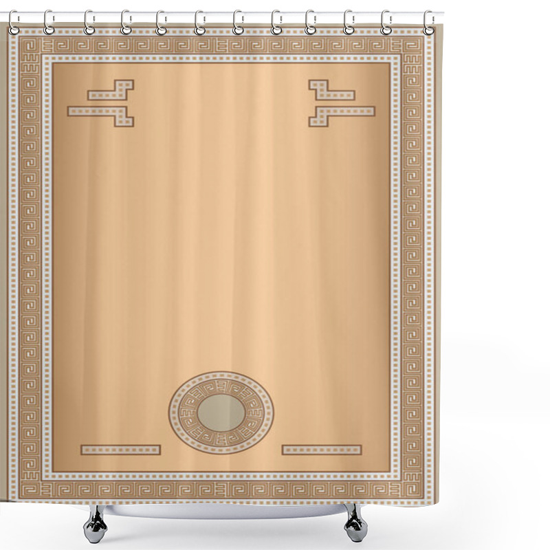 Personality  Greek Certificate Or Diploma Template In Brown Colour Palette. Shower Curtains