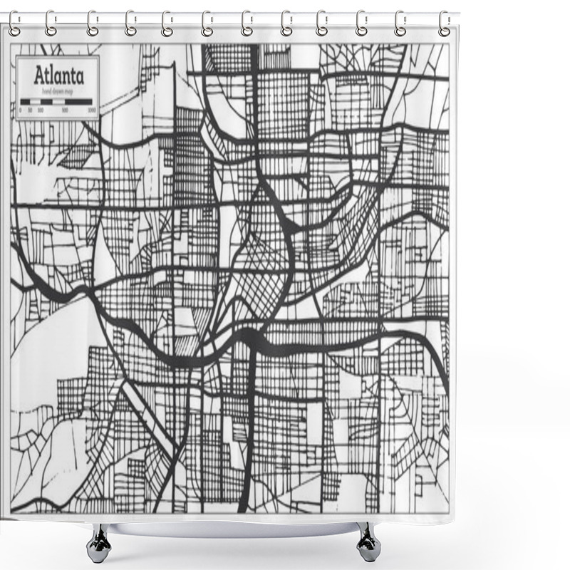 Personality  Atlanta Georgia USA City Map In Retro Style Black And White Colo Shower Curtains