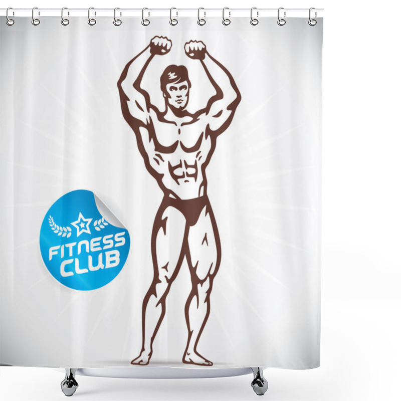 Personality  Attractive Bodybuilder Illustration Shower Curtains