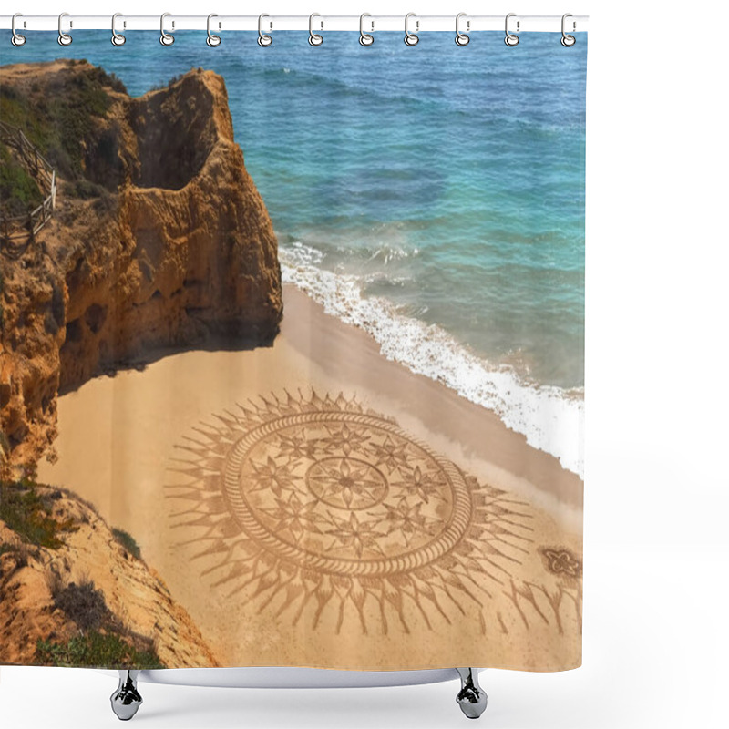 Personality  Beautiful Beach Art Of Vitor Raposo At The Algarve Coast Of Portugal Shower Curtains