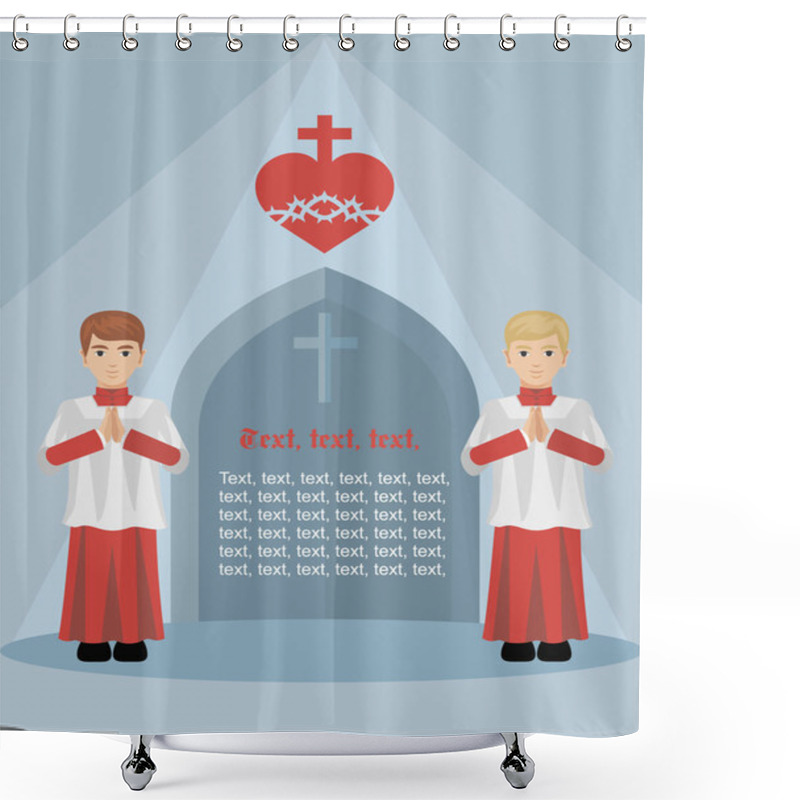 Personality  Flat Catholic Priest Banner Shower Curtains