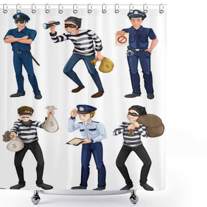 Personality  Police Officers And Robbers Shower Curtains