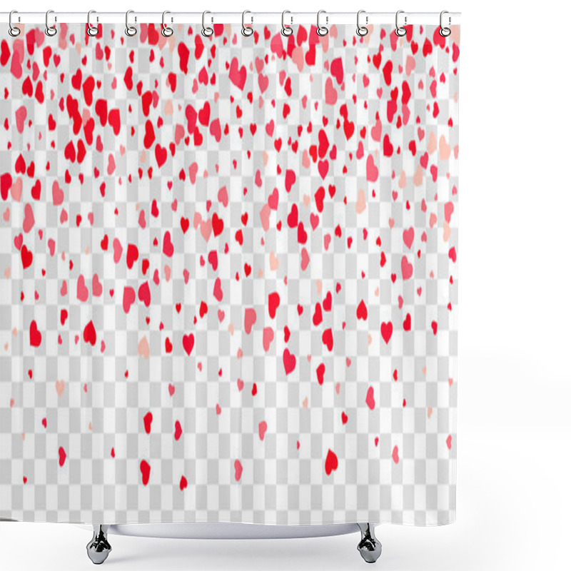 Personality  Heart Of Confetti Falls On The Background. Shower Curtains