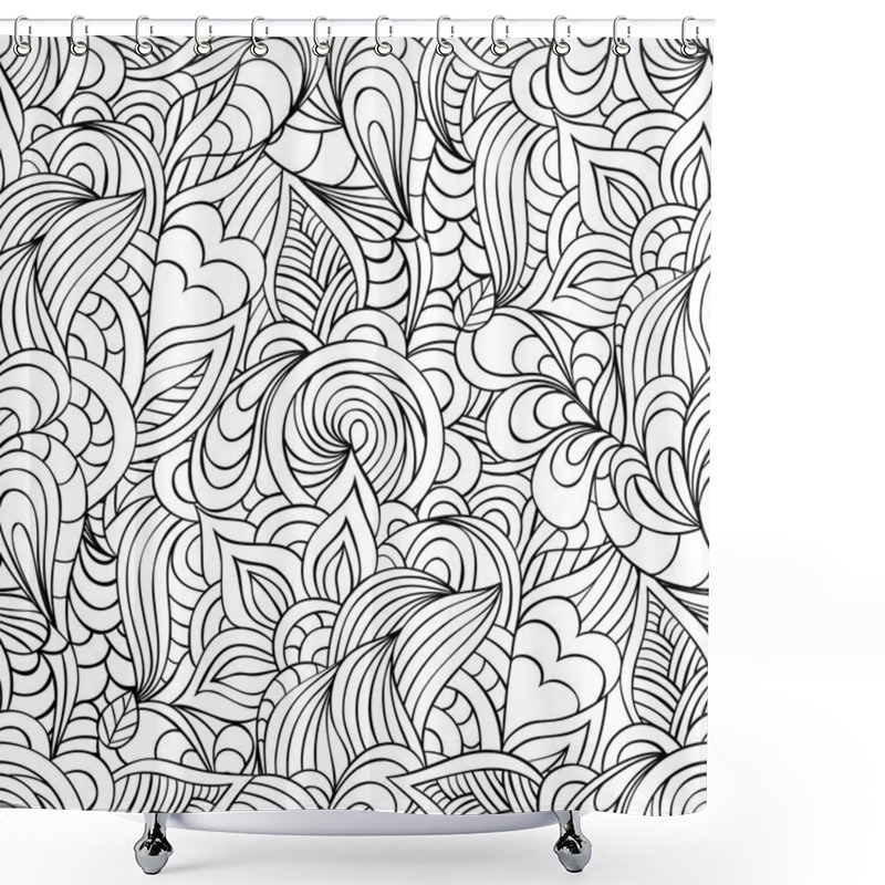 Personality  Pattern With Abstract Flowers,leaves And Lines. Shower Curtains