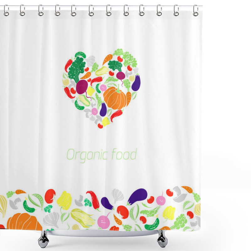 Personality  Heart Organic Vegetables Food Vector Illustration Shower Curtains