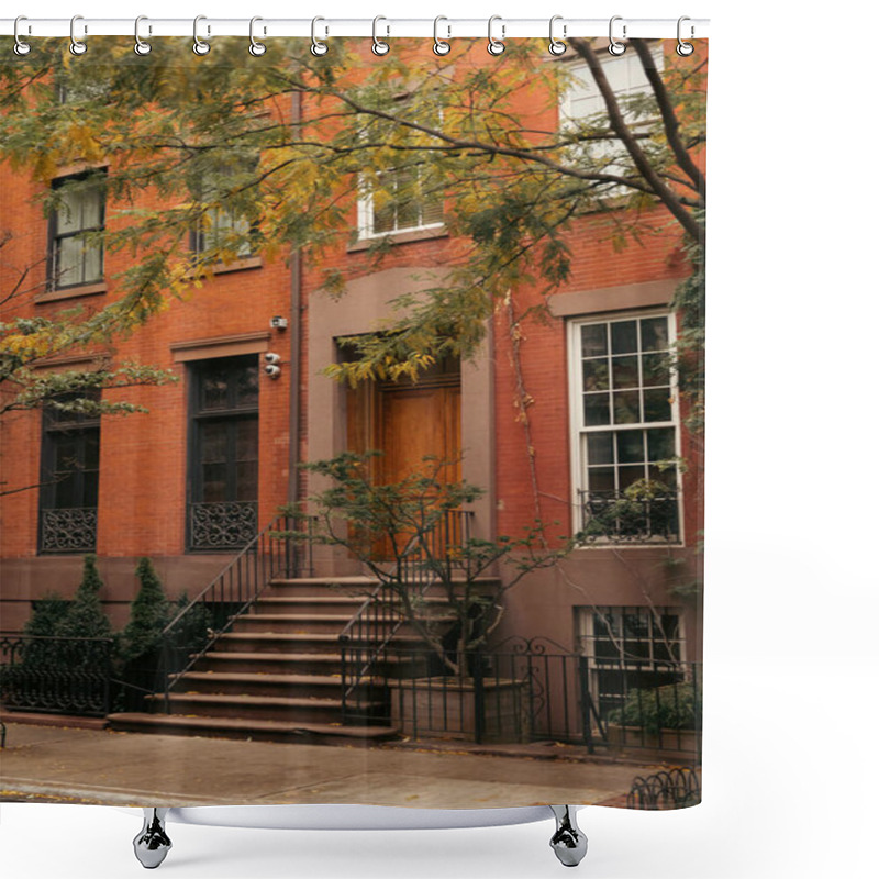 Personality  Steps Near Entrance Of House On Street In New York City Shower Curtains