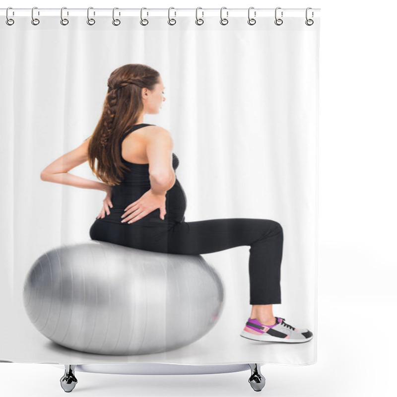 Personality  Pregnant Woman Exercising On Fitness Ball Shower Curtains